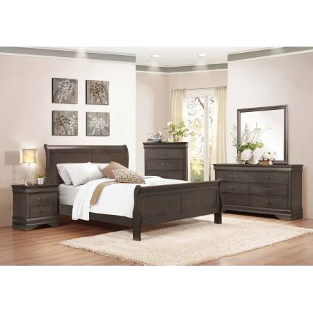 Mayville Sleigh Bedroom 4Pc Set - Stained Grey